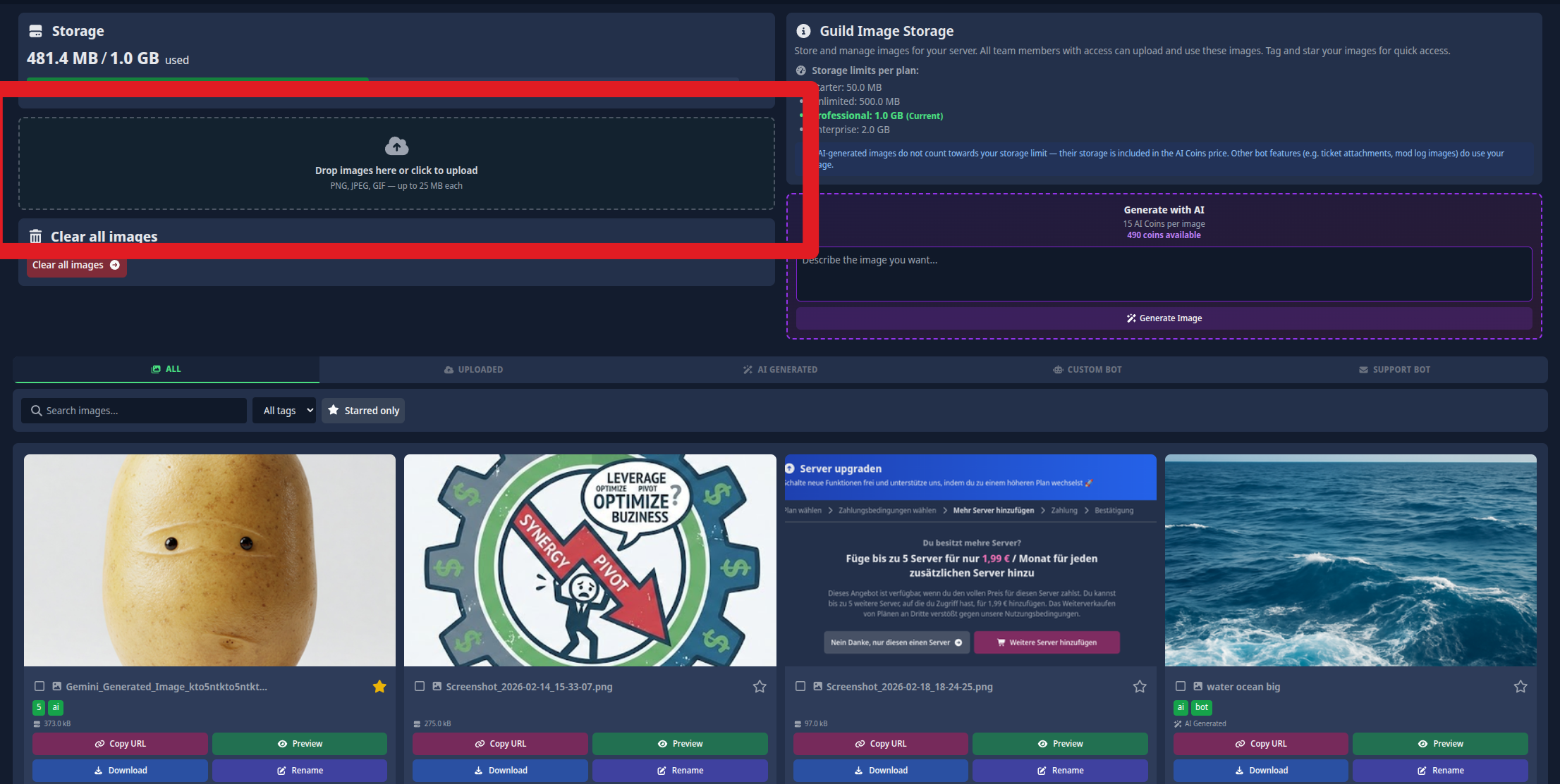 Screenshot, der zeigt, wie man Dateien per Drag & Drop hochlädt